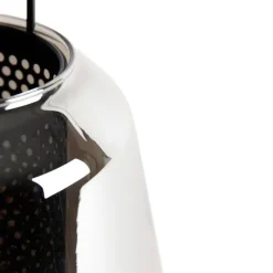 Art deco tafellamp zwart met smoke glas 23 cm - Kevin