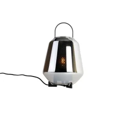 Art deco tafellamp zwart met smoke glas 23 cm - Kevin