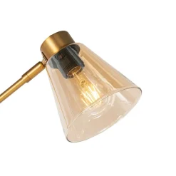 Art Deco vloerlamp brons met marmer en amber glas - Nina