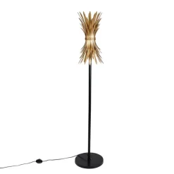 Art Deco vloerlamp goud met zwart - Wesley