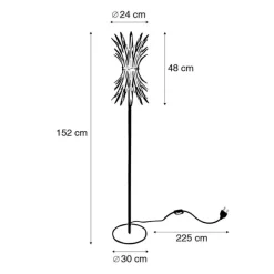 Art Deco vloerlamp goud met zwart - Wesley