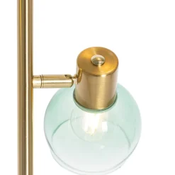 Art Deco vloerlamp goud met groen glas 3-lichts - Vidro