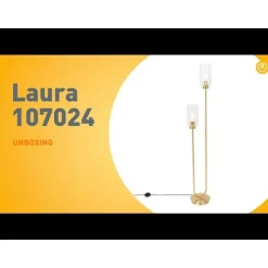 Art Deco vloerlamp goud met glas 2-lichts - Laura