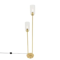 Art Deco vloerlamp goud met glas 2-lichts - Laura