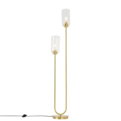 Art Deco vloerlamp goud met glas 2-lichts - Laura