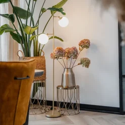 Art Deco vloerlamp goud met mat glas 2-lichts - Pallon