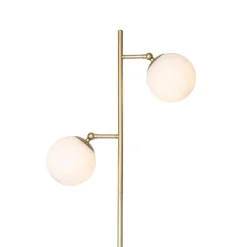 Art Deco vloerlamp goud met mat glas 2-lichts - Pallon