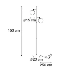 Art Deco vloerlamp goud met mat glas 2-lichts - Pallon