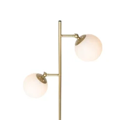Art Deco vloerlamp goud met mat glas 2-lichts - Pallon