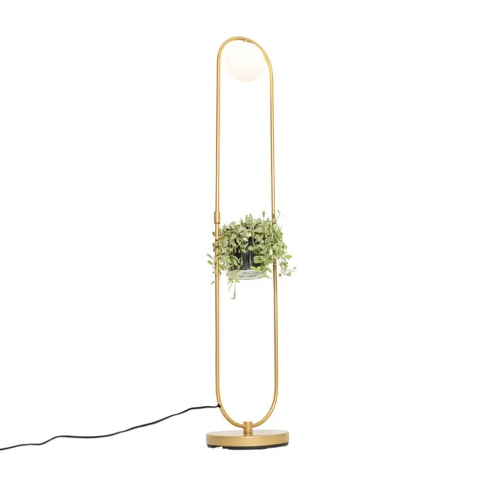 Art Deco vloerlamp goud met wit glas - Isabella