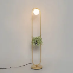 Art Deco vloerlamp goud met wit glas - Isabella