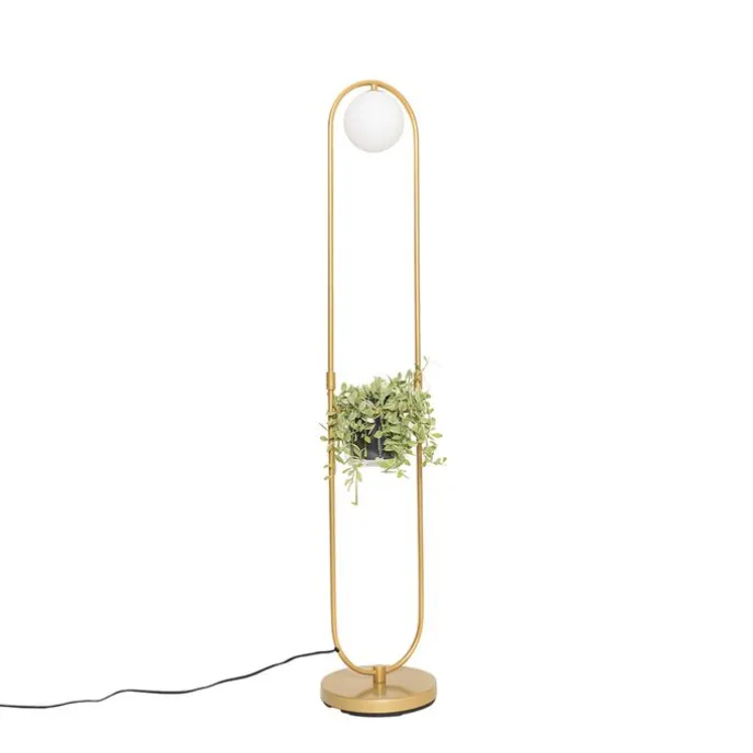 Art Deco vloerlamp goud met wit glas - Isabella