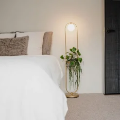 Art Deco vloerlamp goud met wit glas - Isabella