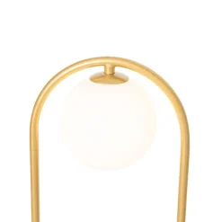 Art Deco vloerlamp goud met wit glas - Isabella