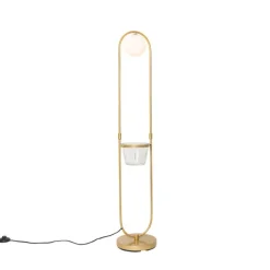 Art Deco vloerlamp goud met wit glas - Isabella