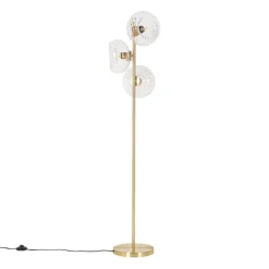 Art Deco vloerlamp goud met glas 3-lichts - Ayesha