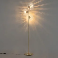 Art Deco vloerlamp goud met glas 3-lichts - Ayesha