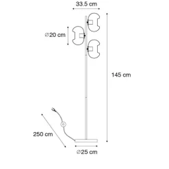 Art Deco vloerlamp goud met glas 3-lichts - Ayesha