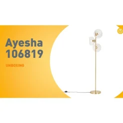 Art Deco vloerlamp goud met glas 3-lichts - Ayesha