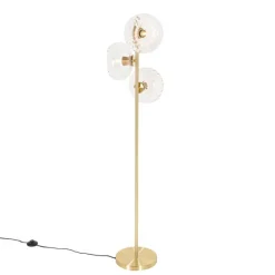 Art Deco vloerlamp goud met glas 3-lichts - Ayesha