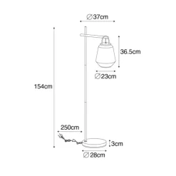 Art deco vloerlamp goud met amber glas - Kevin