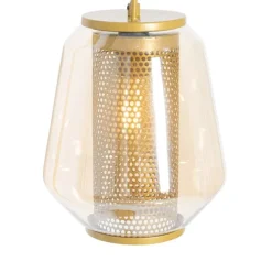 Art deco vloerlamp goud met amber glas - Kevin