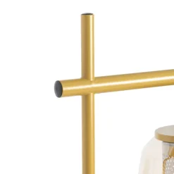 Art deco vloerlamp goud met amber glas - Kevin