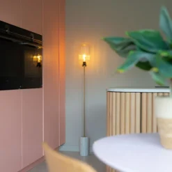 Art Deco vloerlamp messing met helder glas - Rid