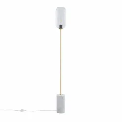 Art Deco vloerlamp messing met helder glas - Rid