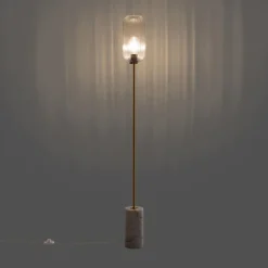 Art Deco vloerlamp messing met helder glas - Rid