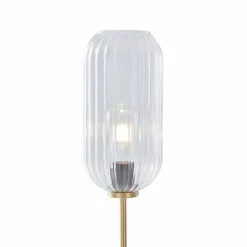 Art Deco vloerlamp messing met helder glas - Rid