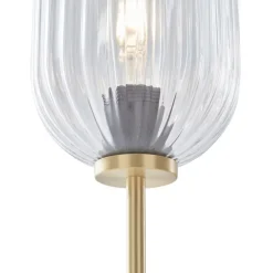 Art Deco vloerlamp messing met helder glas - Rid
