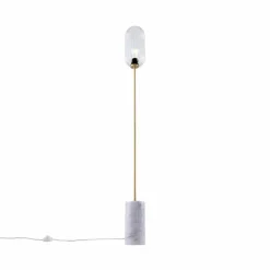 Art Deco vloerlamp messing met helder glas - Rid