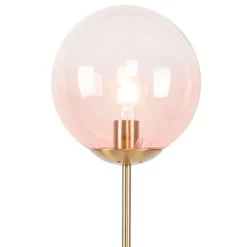 Art deco vloerlamp messing met roze glas - Pallon