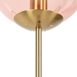 Art deco vloerlamp messing met roze glas - Pallon