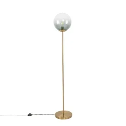 Art deco vloerlamp messing met groen glas - Pallon