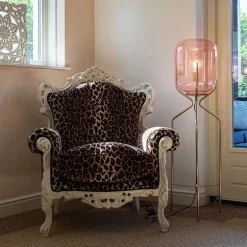 Art Deco vloerlamp messing met roze glas - Bliss