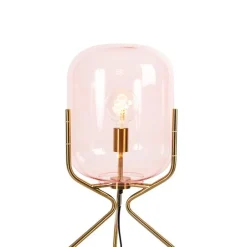Art Deco vloerlamp messing met roze glas - Bliss