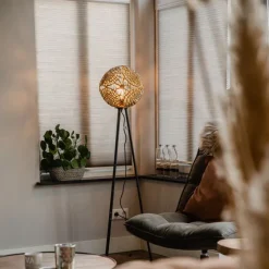 Art Deco vloerlamp tripod zwart met goud - Maro