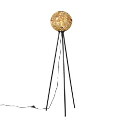 Art Deco vloerlamp tripod zwart met goud - Maro