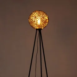 Art Deco vloerlamp tripod zwart met goud - Maro