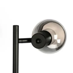 Art Deco vloerlamp zwart 3-lichts met smoke glas - Vidro