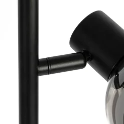 Art Deco vloerlamp zwart 3-lichts met smoke glas - Vidro
