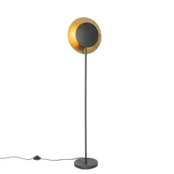 Art Deco vloerlamp zwart met goud - Emilienne