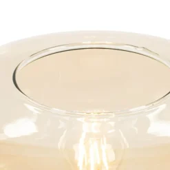 Art deco vloerlamp zwart met amber glas - Bizle