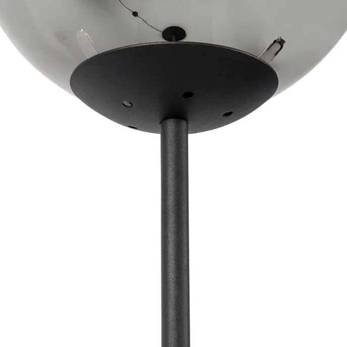 Art deco vloerlamp zwart met glas smoke - Pallon