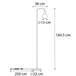 Art Deco vloerlamp zwart met smoke glas - Vidro