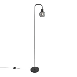 Art Deco vloerlamp zwart met smoke glas - Vidro