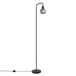 Art Deco vloerlamp zwart met smoke glas - Vidro