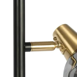 Art deco vloerlamp zwart en goud met smoke glas 3-lichts - Vidro